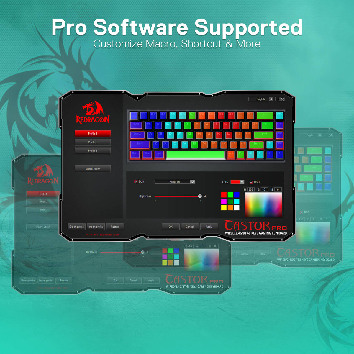 (Open-box) CASTOR K631 PRO 65% Mint Wireless Keyboard, image 9 of 9 - enlarged view