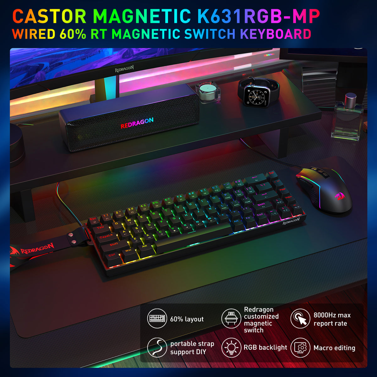 CASTOR K631 HE Rapid Trigger Gaming Keyboard, image 4 of 14