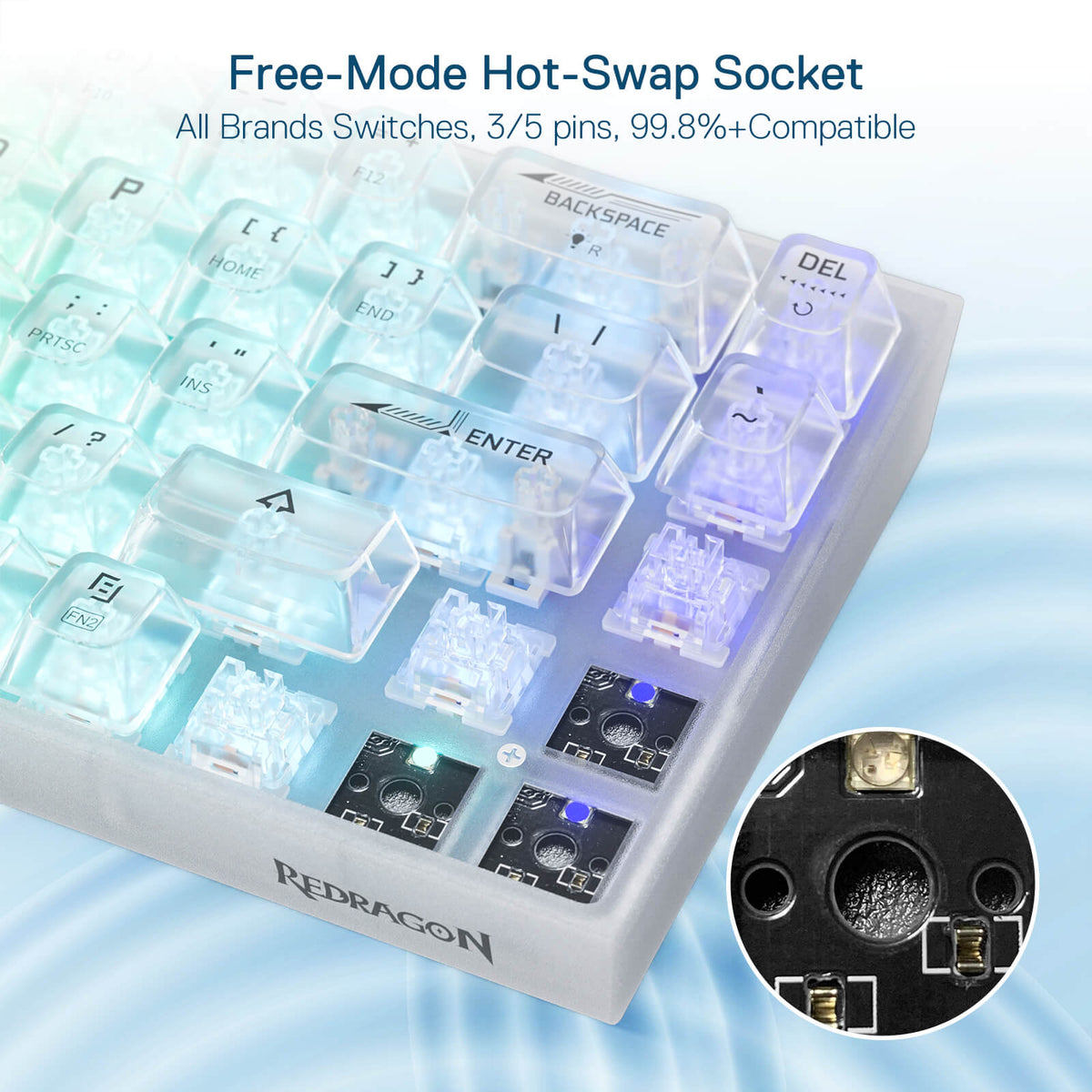 CASTOR K631 PRO Full-Transparent Mechanical Keyboard, image 7 of 12 - enlarged view