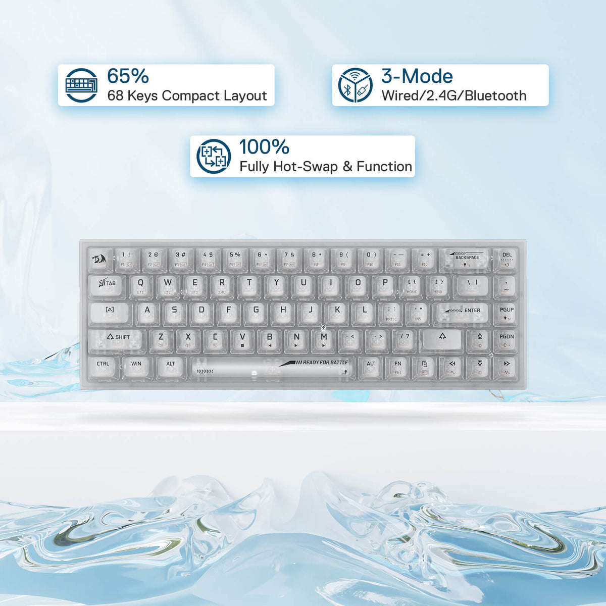 CASTOR K631 PRO Full-Transparent Mechanical Keyboard, image 4 of 11