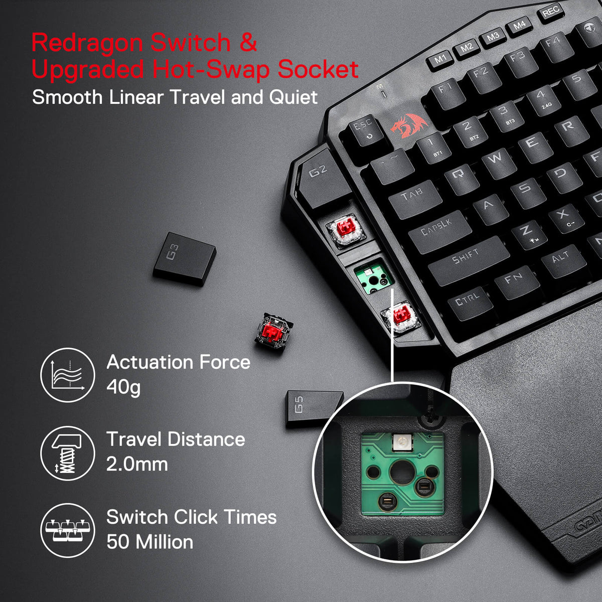DITI K585 Pro Wireless One-Handed Gaming Keyboard, image 11 of 15