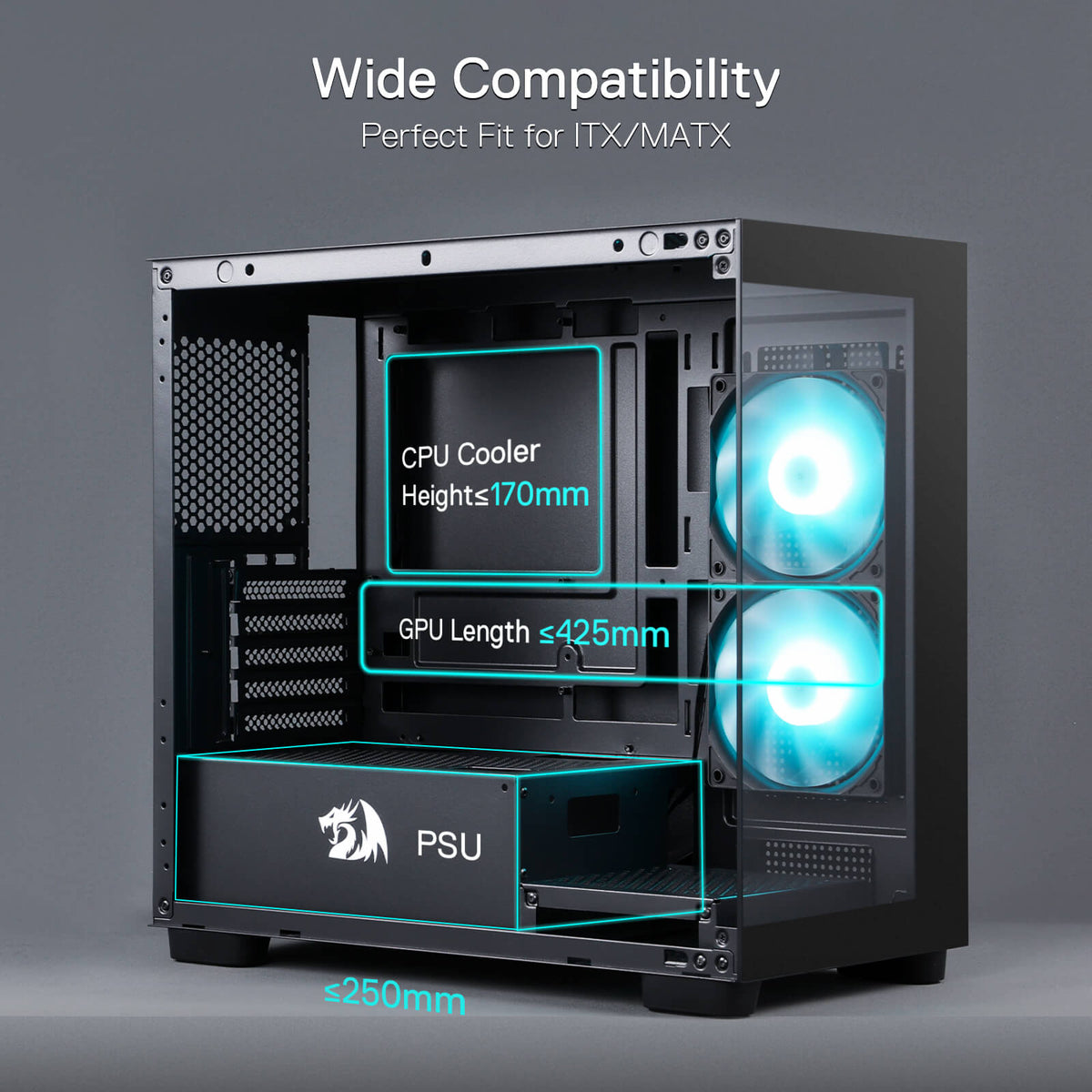 GRINDOR GC218M M-ATX Gaming PC Case, image 6 of 11 - enlarged view