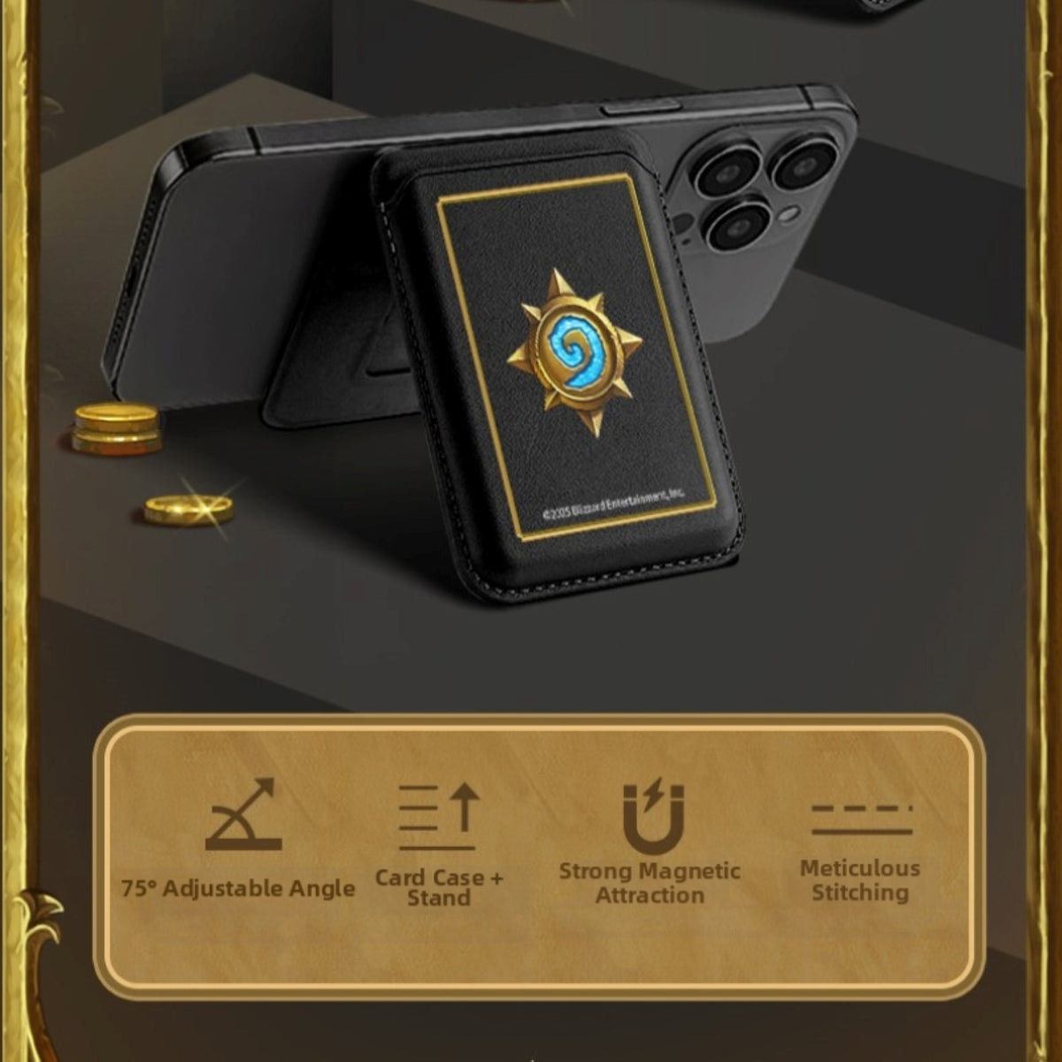 Hearthstone Magnetic Wallet Doubles as Phone Stand, image 6 of 9 - enlarged view