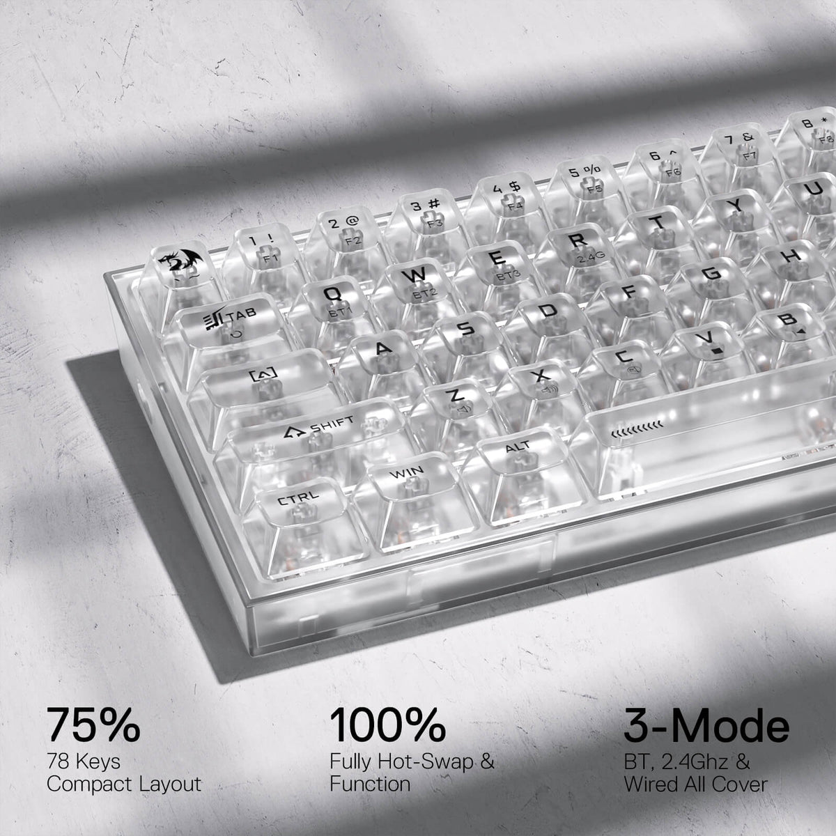 POLLUX K628 PRO SE 75% Full-Transparent Keyboard, image 6 of 11 - enlarged view