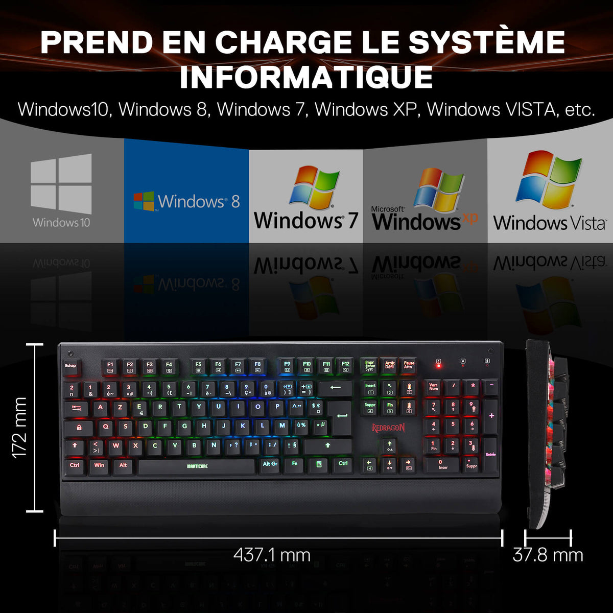 KALA K557 Clavier De Jeu À Membrane Filaire (French Layou..., image 6 of 7