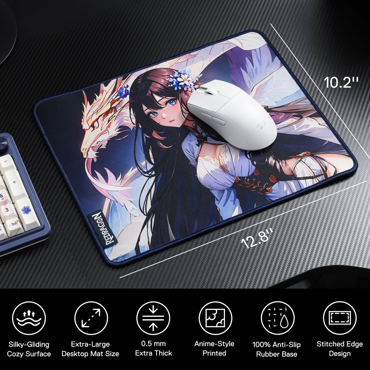 P046 Anime Blue Gaming Mouse Pad/Desk Mat, image 4 of 19 - enlarged view