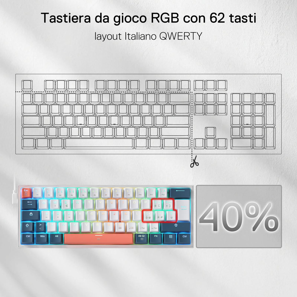 Clavier mécanique FIZZ K617 60 Blanc et Gris Petit , image 3 of 7