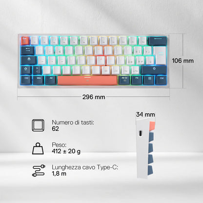 Clavier mécanique FIZZ K617 60 Blanc et Gris Petit  - thumbnail 7