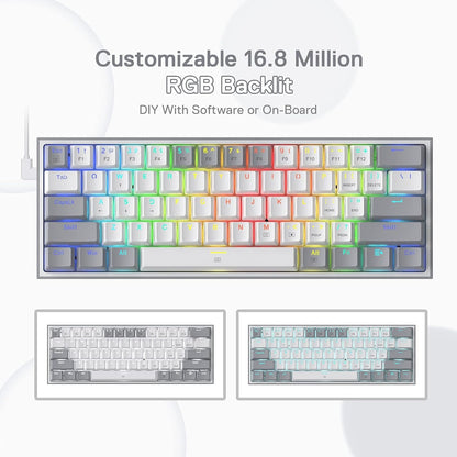 FIZZ K617 60 White & Grey Small Mechanical keyboard - thumbnail 4