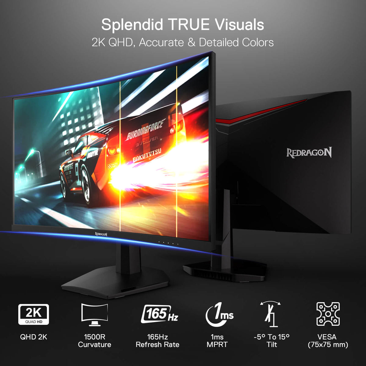 CORAL 27" 144hz/165HZ Curve Gaming Monitor, image 4 of 9 - enlarged view