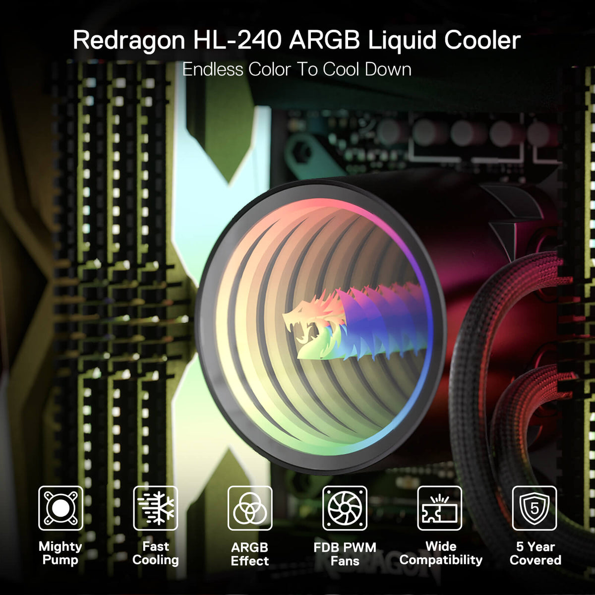 ARGB All-in-one AIO Liquid CPU Cooler, image 2 of 18
