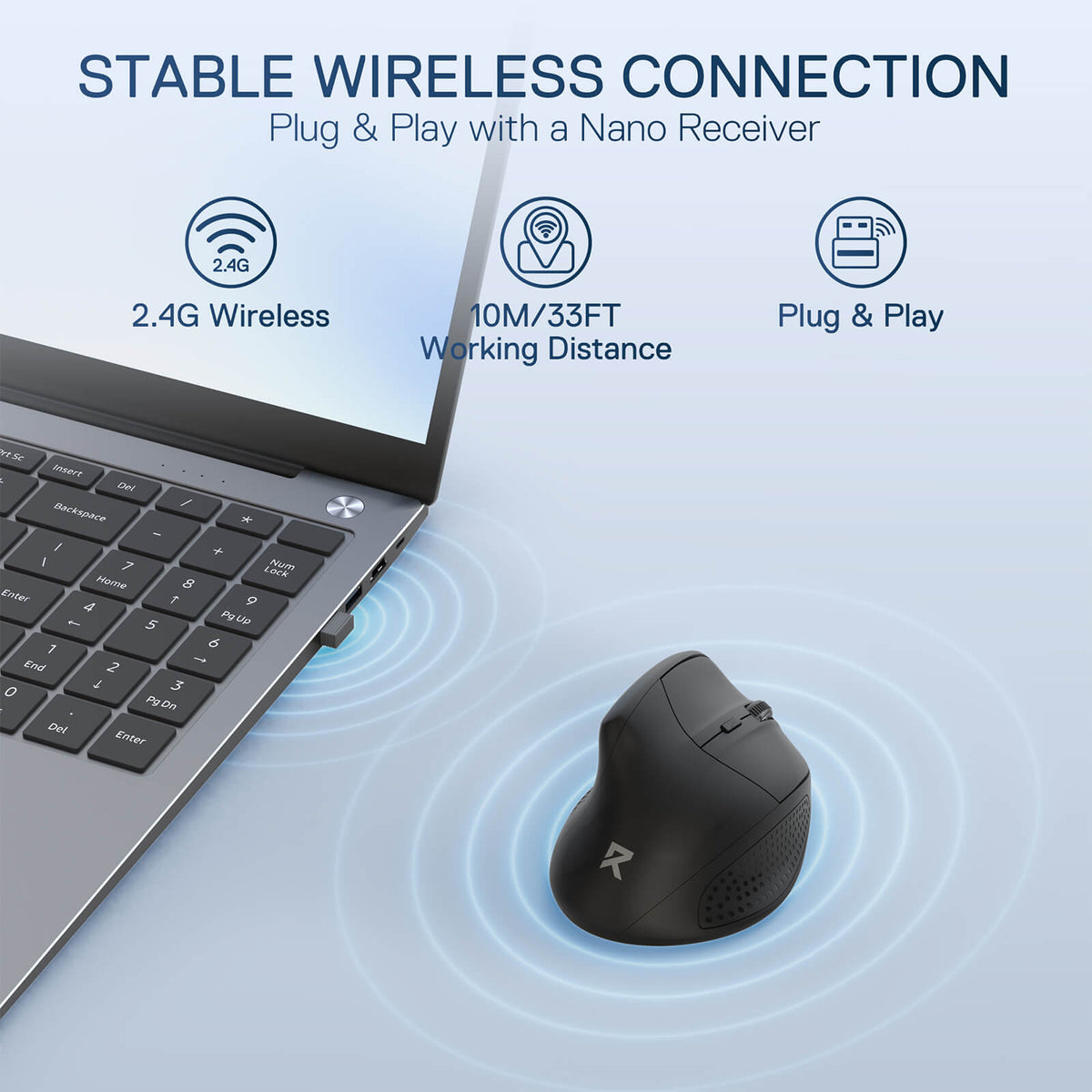BM-4033 Wireless Vertical Ergonomic Mouse, image 4 of 8 - enlarged view