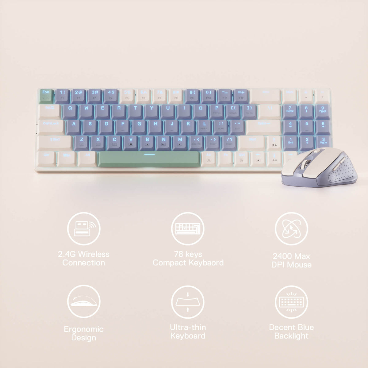 BS8772 Wireless Keyboard and Mouse Combo, image 6 of 36 - enlarged view