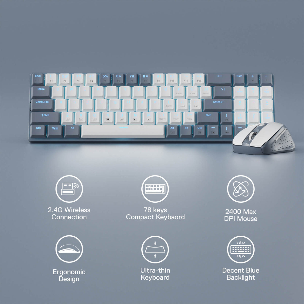 BS8772 Wireless Keyboard and Mouse Combo, image 12 of 36 - enlarged view