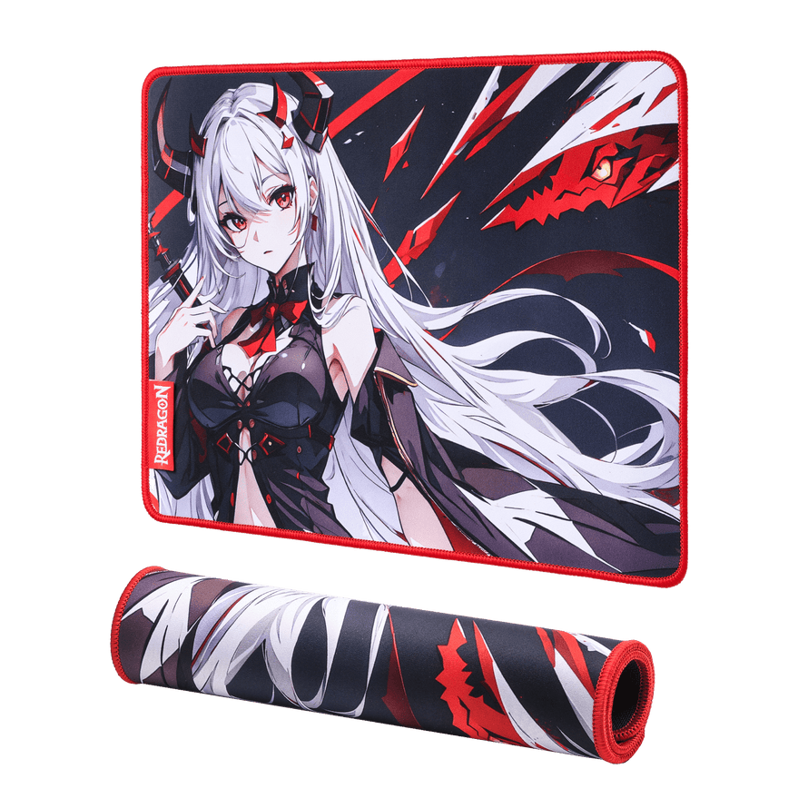 Redragon EISA P047 Anime Black Gaming Mouse Pad - Smooth Lycra Surface, Anti-Slip Rubber Base, Sp...