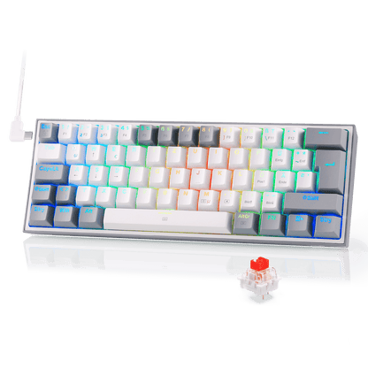 FIZZ K617DE 60% Mini mechanische Tastatur – Weiß & Grau - thumbnail 1