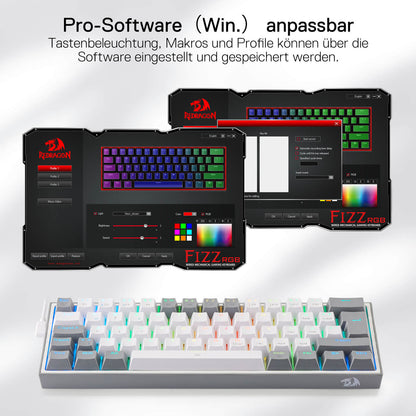 FIZZ K617DE 60% Mini mechanische Tastatur – Weiß & Grau - thumbnail 5