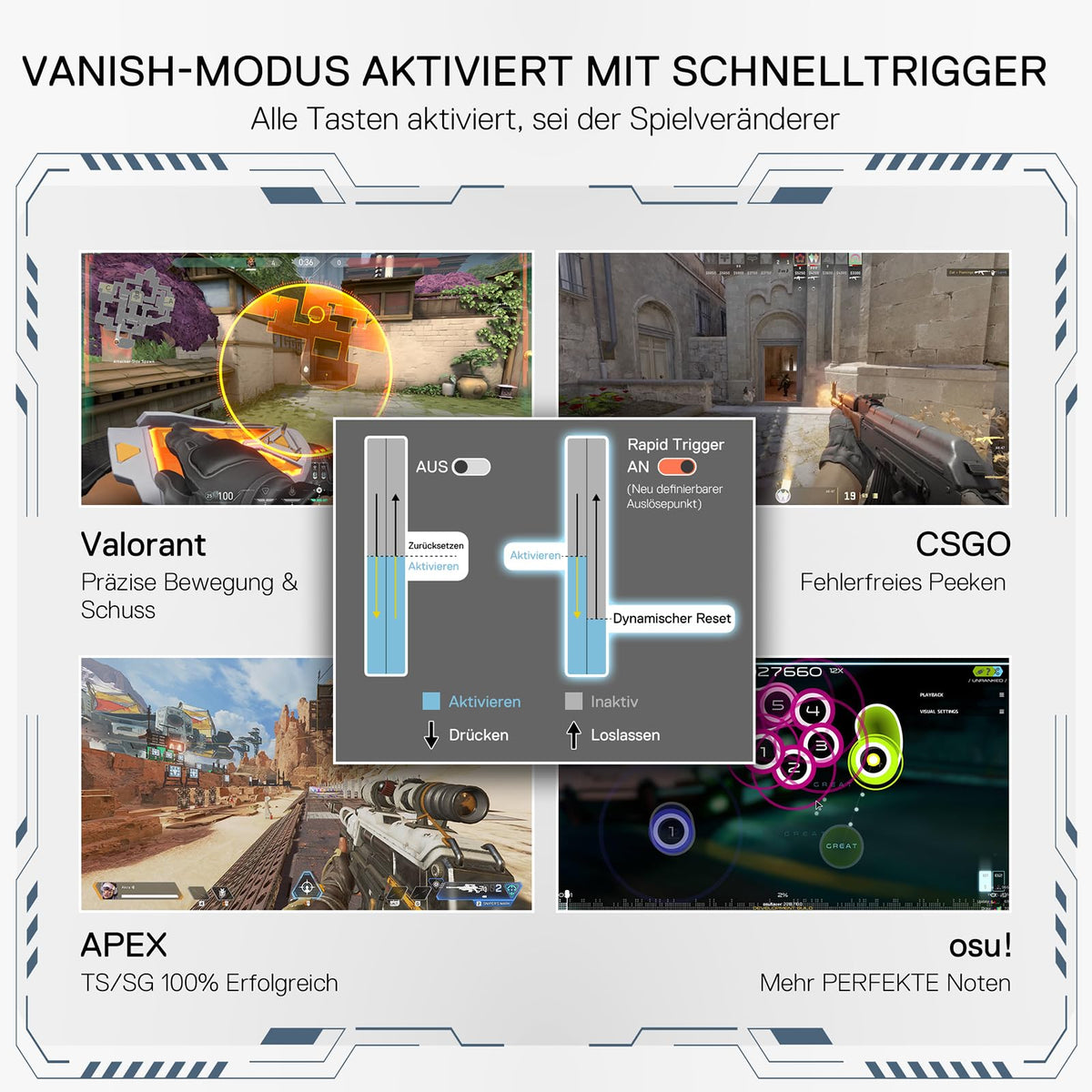 FIZZ K617 HE 60% Hall-Effekt Gaming-Tastatur QWERTZ, image 4 of 7 - enlarged view