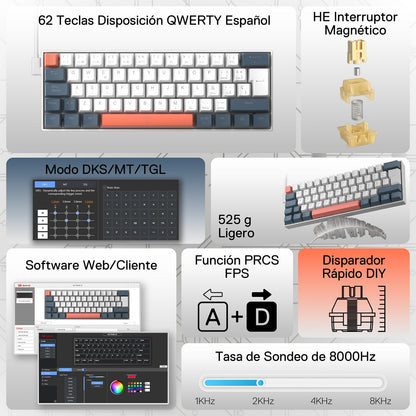 FIZZ K617 HE 60% Teclado Gaming Efecto Hall QWERTY - thumbnail 2