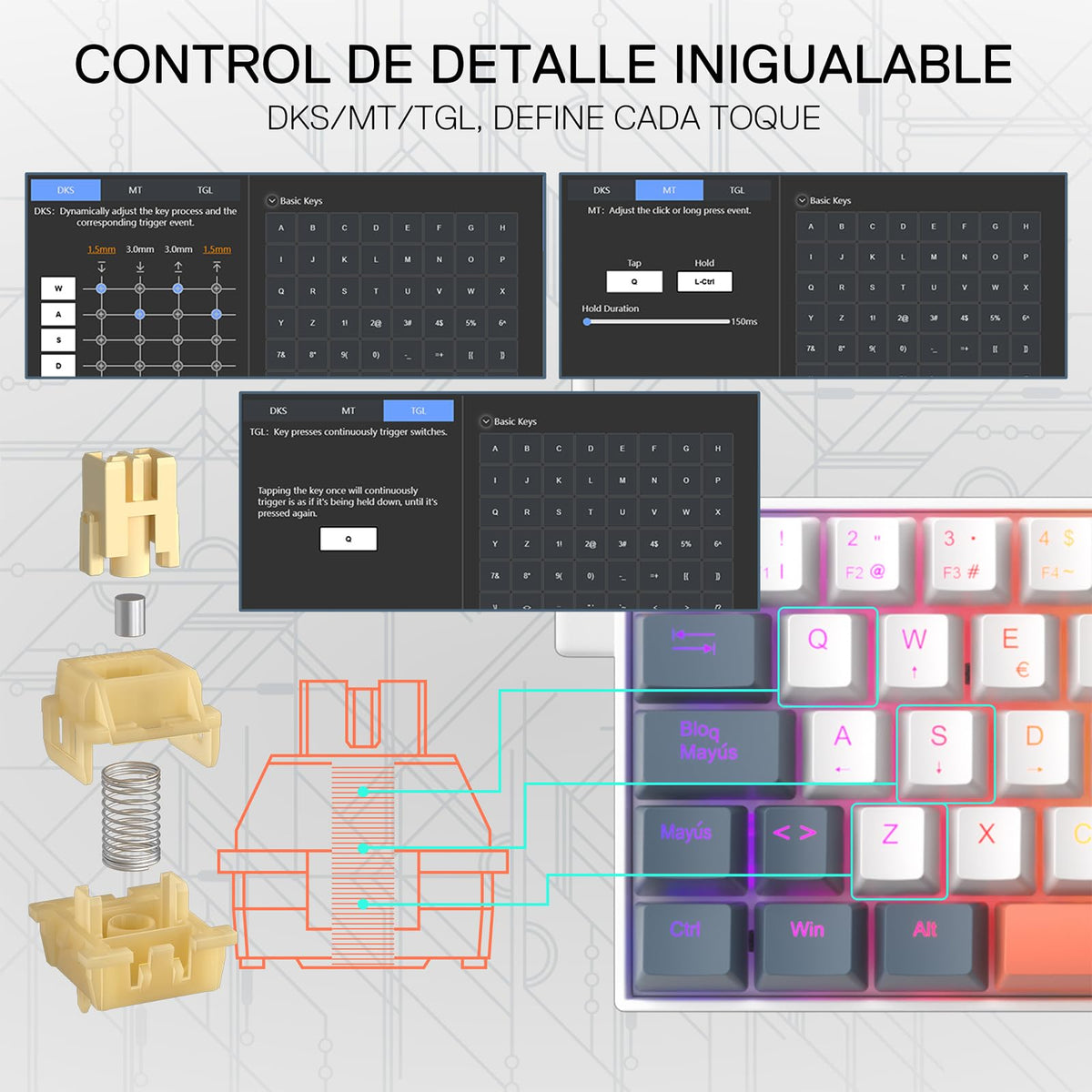 FIZZ K617 HE 60% Teclado Gaming Efecto Hall QWERTY, image 6 of 7 - enlarged view