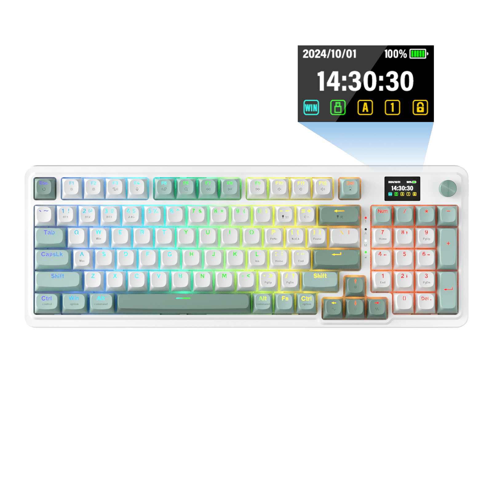 Redragon K719 Wireless Gasket Gaming Keyboard w/Hype Screen & Knob, 95 Keys Mechanical Keyboard, ...