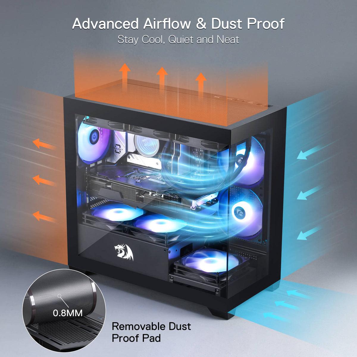 GRINDOR GC218M M-ATX Gaming PC Case, image 8 of 11 - enlarged view