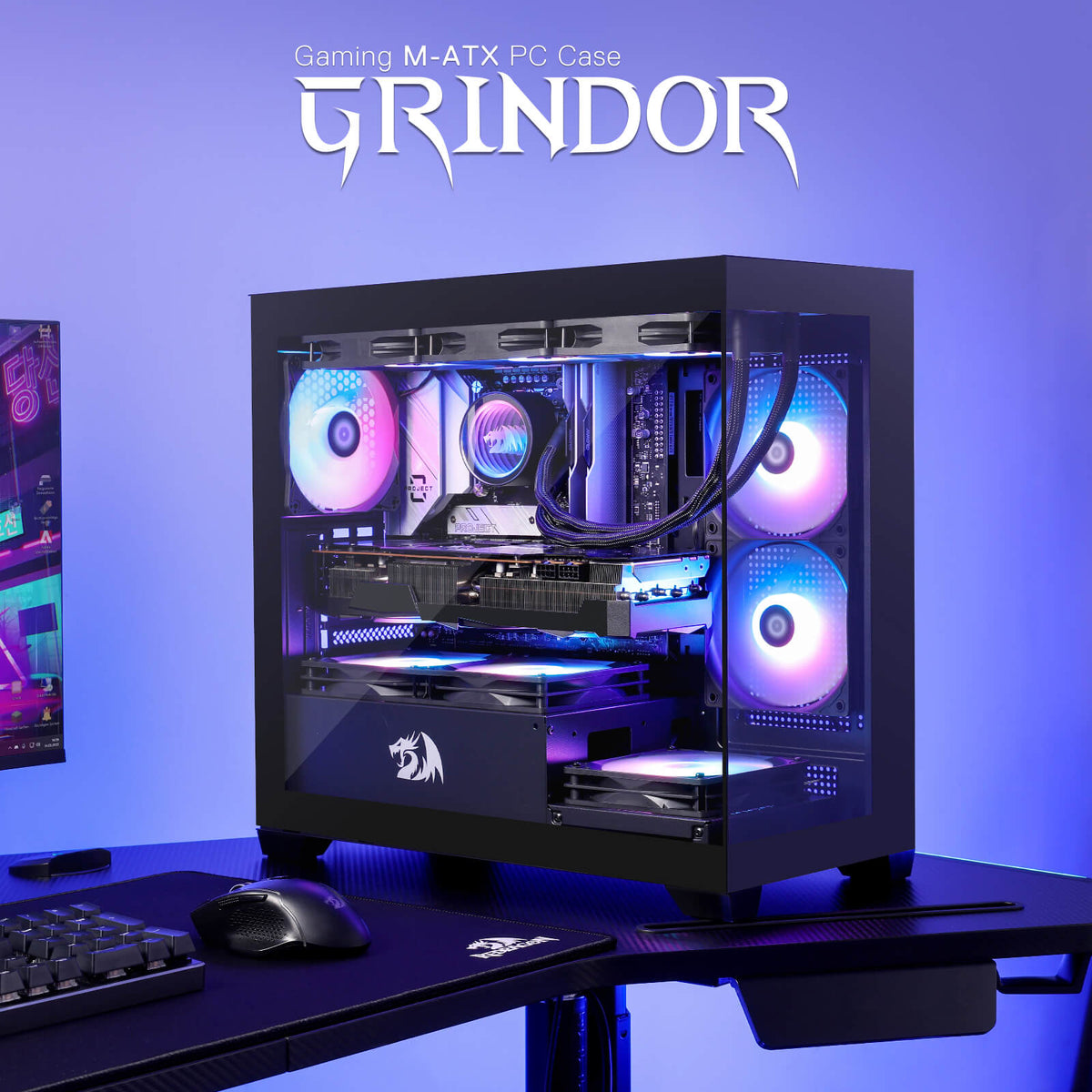 GRINDOR GC218M M-ATX Gaming PC Case, image 3 of 11 - enlarged view