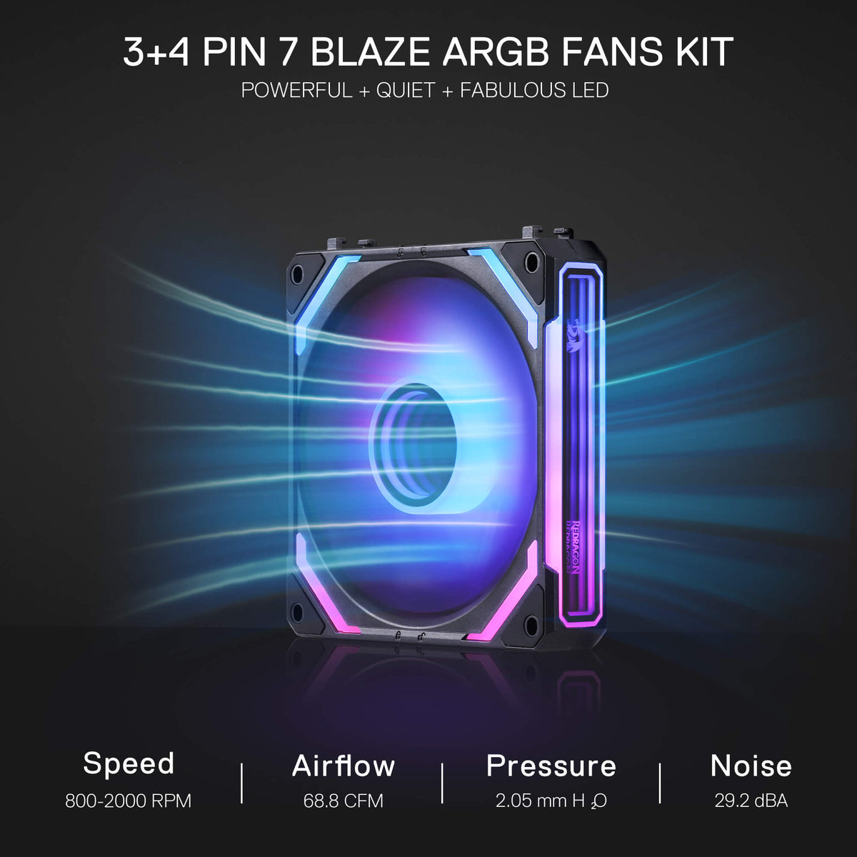 GCF012 Reverse 120mm ARGB PC Case Fan, image 3 of 15
