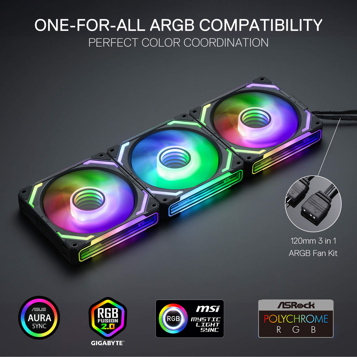GCF012 Reverse 120mm ARGB PC Case Fan, image 4 of 15