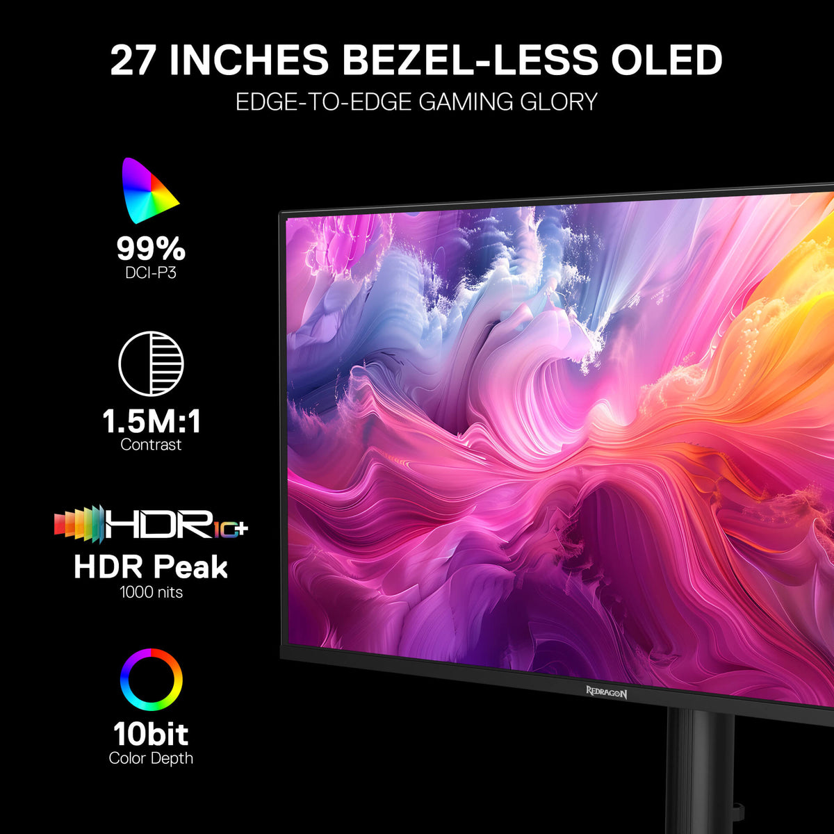 STARGLITTER GM272 27" OLED Flat Gaming Monitor, image 3 of 8 - enlarged view