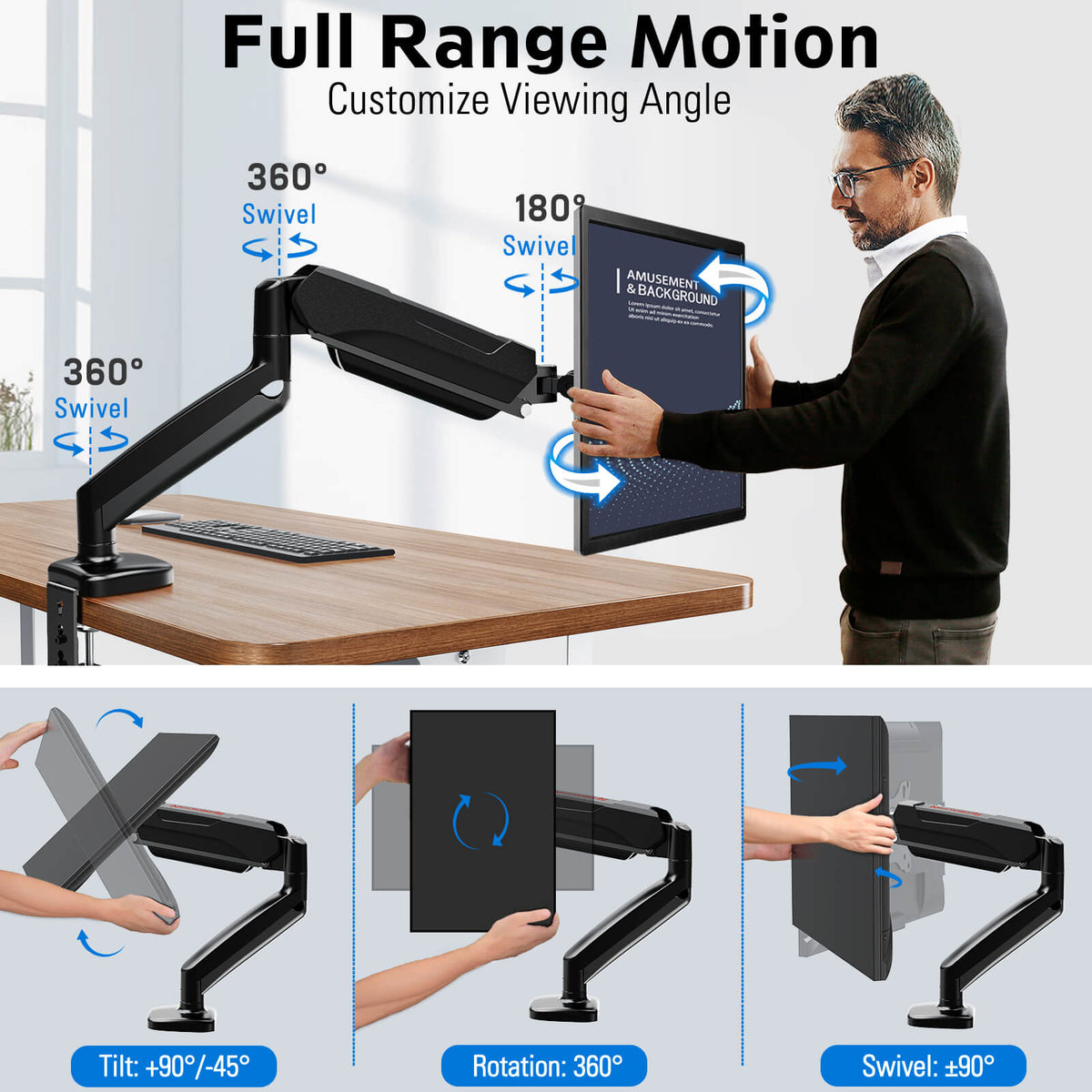GMK914/GMK915 Monitor Mount Stand, image 6 of 12 - enlarged view