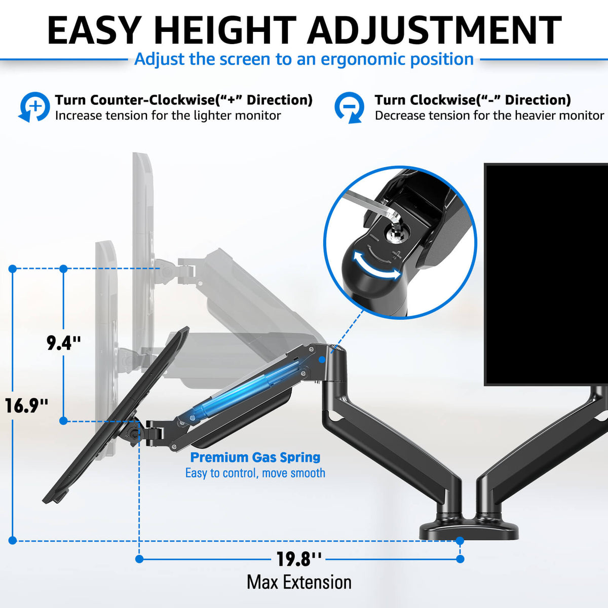 GMK914/GMK915 Monitor Mount Stand, image 7 of 11