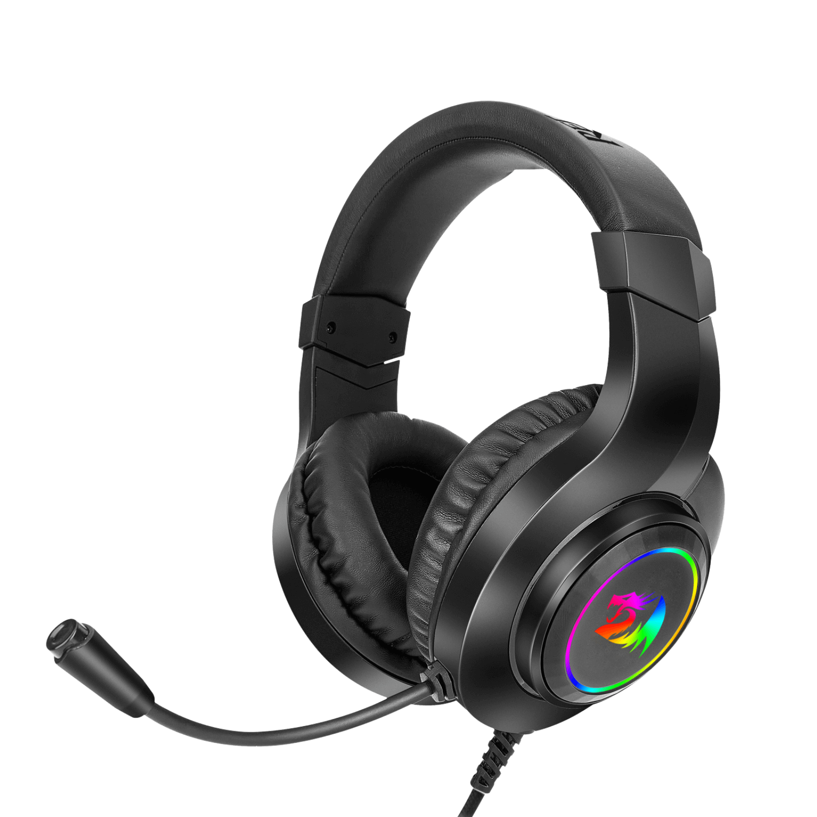 Redragon H260 Hylas Wired Gaming Headset, 50 mm Drivers, Stereo Surround Sound, Noise-Canceling Microphone, Dynamic RGB Backlight, Over-Ear Headphones Works for PC/PS4/XBOX ONE/NS, Black