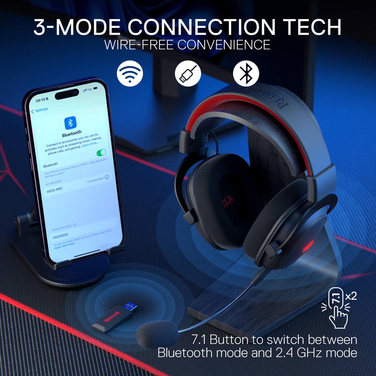 H510 ZEUS-X RGB Wireless Gaming Headset, image 5 of 24