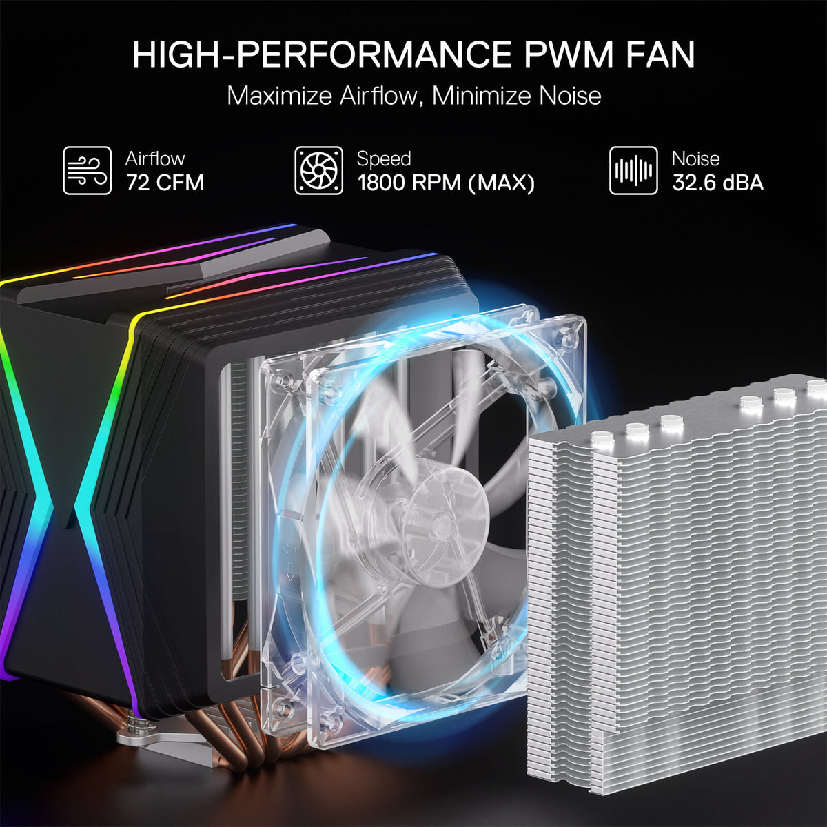 HODUR C218 ARGB Dual Tower CPU Air Cooler, image 11 of 13
