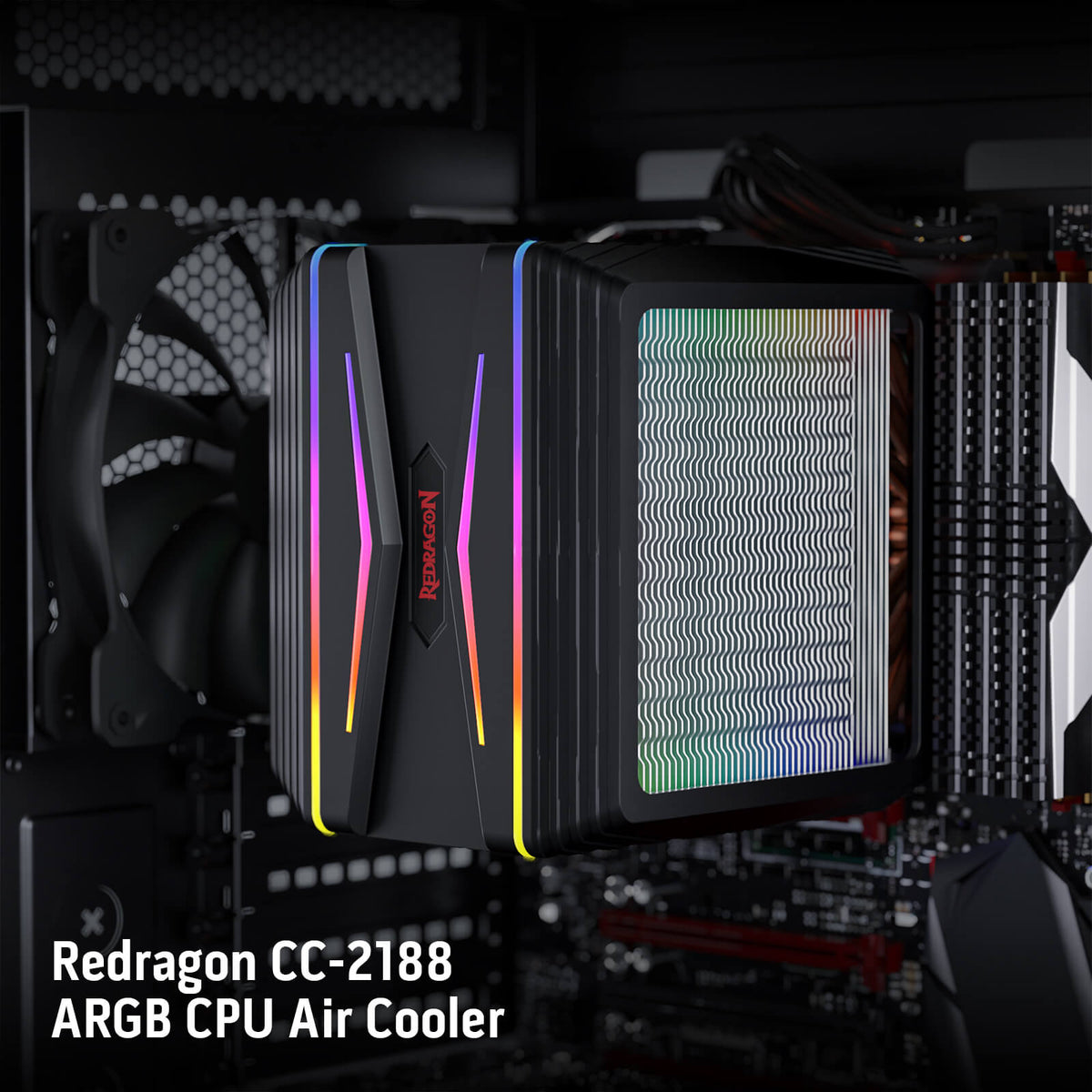 HODUR C218 ARGB Dual Tower CPU Air Cooler, image 4 of 13 - enlarged view