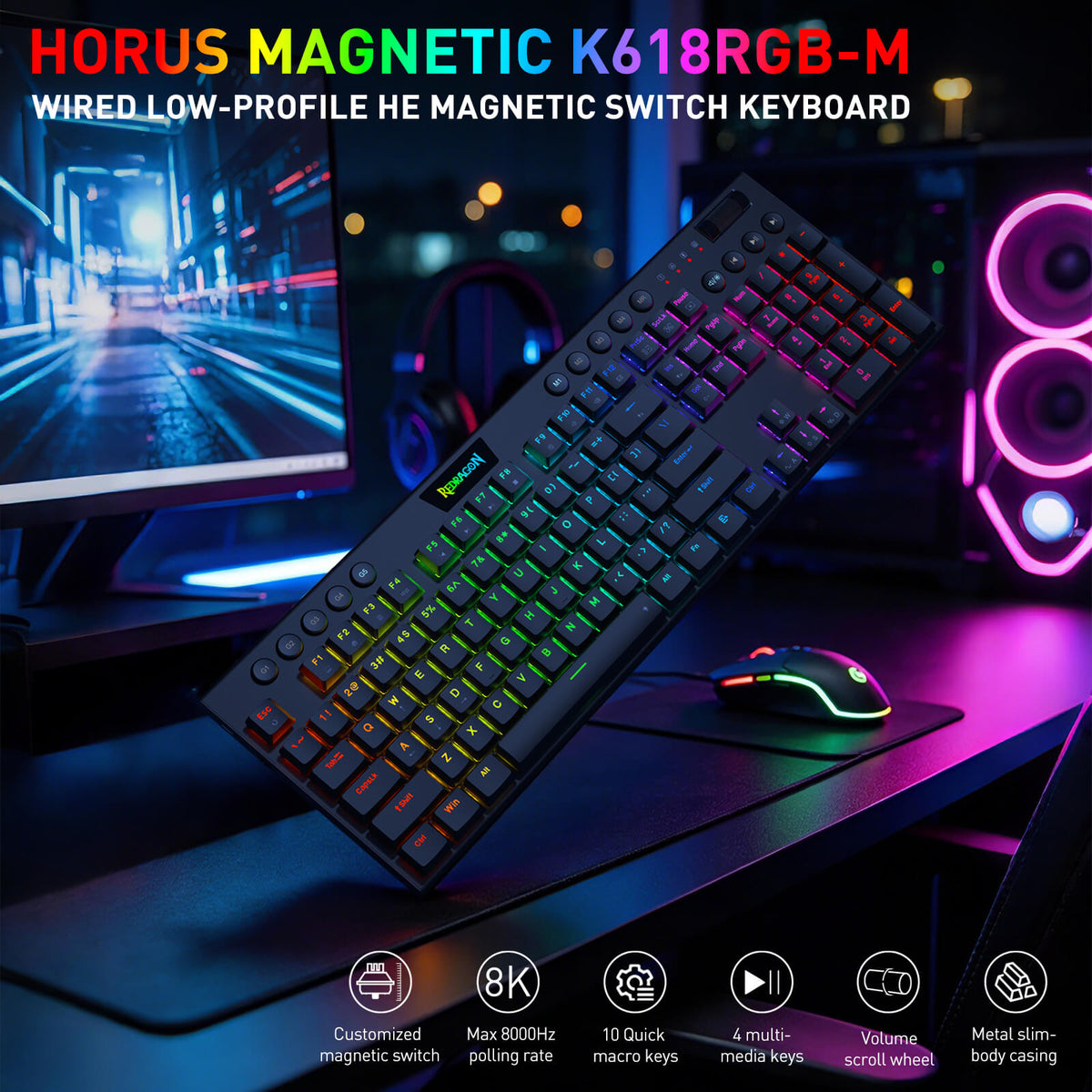 HORUS K618 HE Wired Low-Profile Rapid Trigger Magnetic Ke..., image 3 of 14 - enlarged view