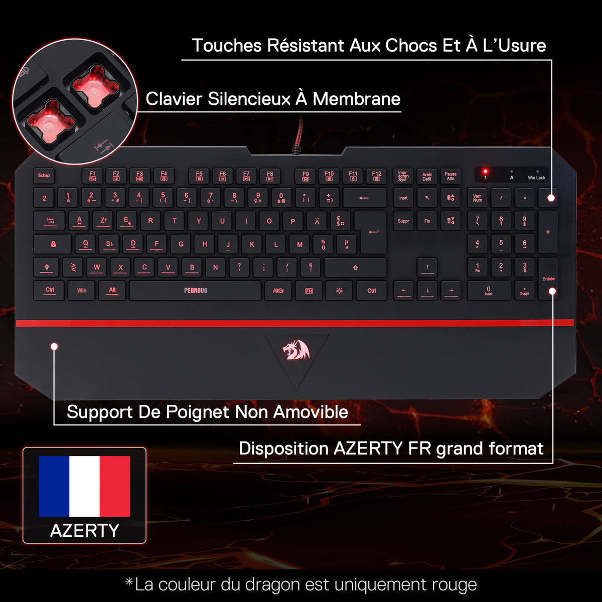 PEGASUS K502 Clavier De Jeu À Membrane Filiaire (French L..., image 5 of 8 - enlarged view