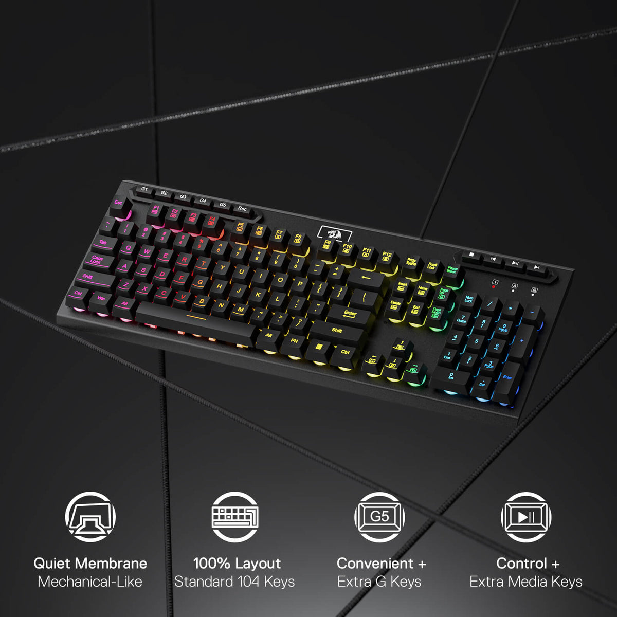 ADITYA K513 Wired Membrane Gaming Keyboard, image 8 of 18 - enlarged view
