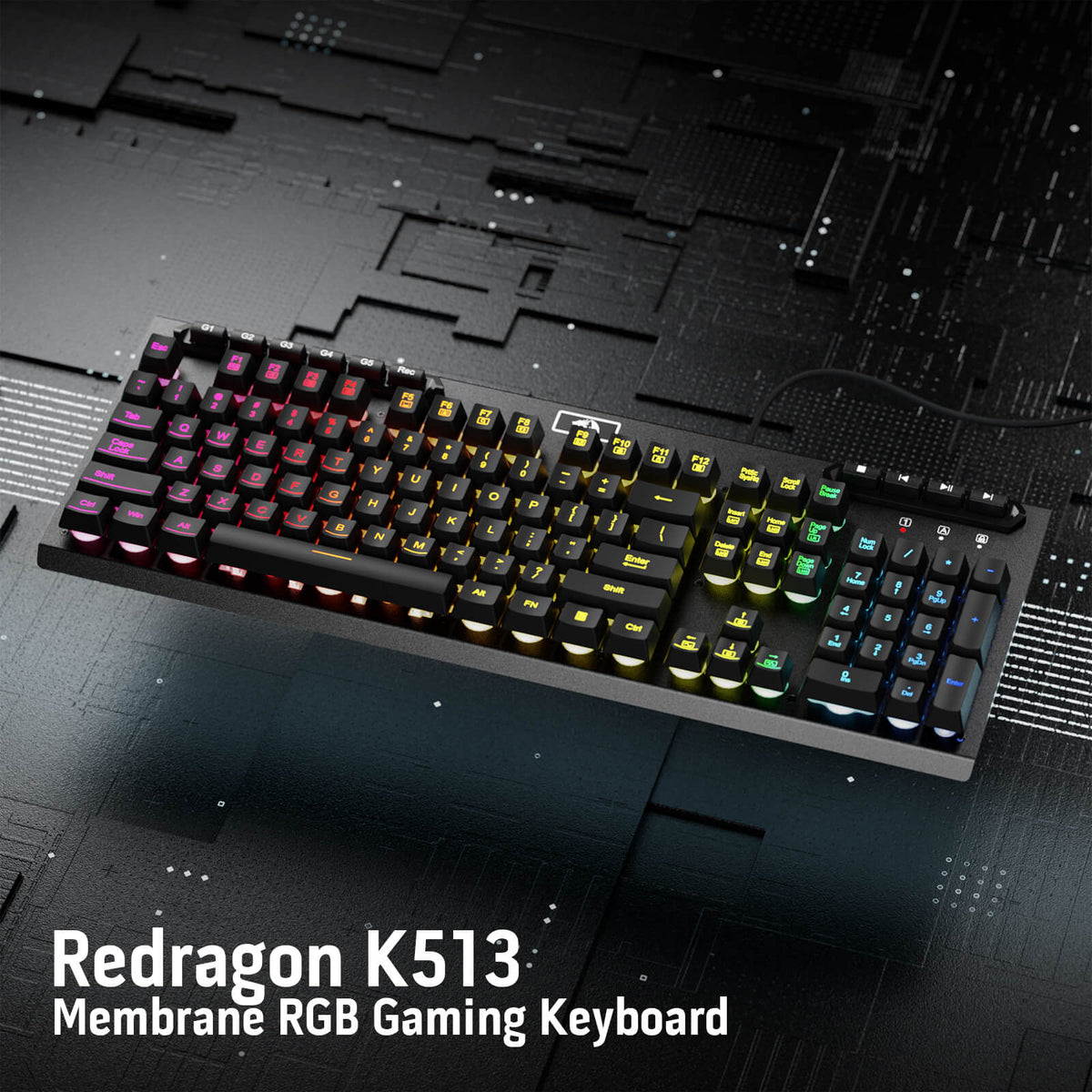 ADITYA K513 Wired Membrane Gaming Keyboard, image 4 of 18 - enlarged view