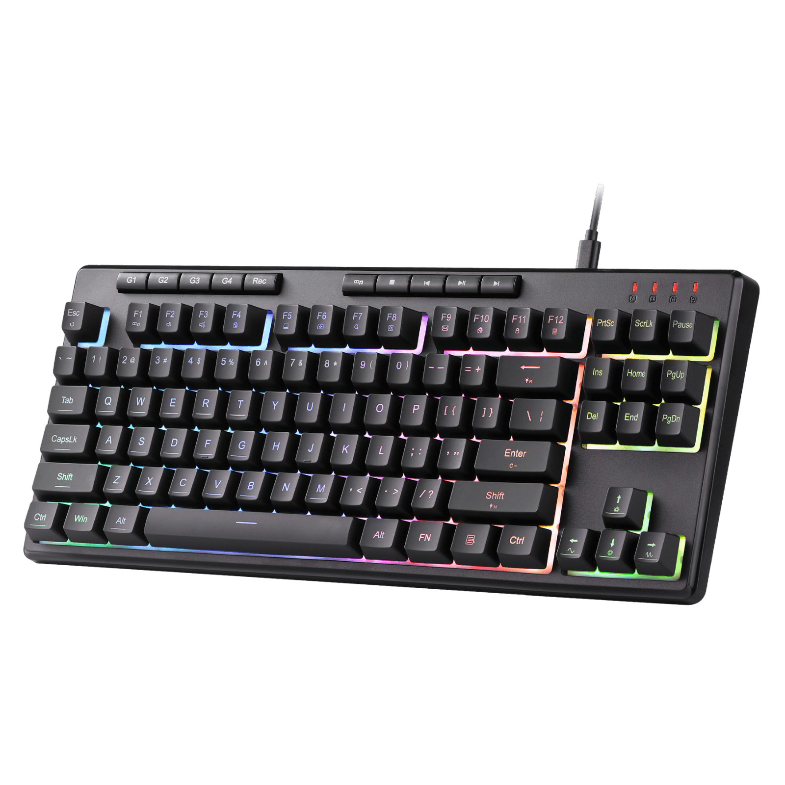 Redragon K516 Shiva TKL Wired RGB Membrane Gaming Keyboard, 87 Keys Mechanical-Feel Keyboard w/Smooth Linear Switch, On-Board Macro & Dedicated Multimedia Keys, 16.8M RGB Backlit, Software Supported