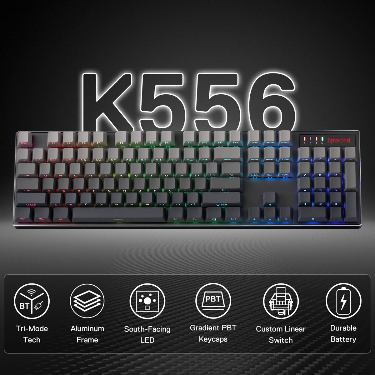 DEVARAIAS K556 PRO Aluminum Keyboard (Side Printed PBT Ke..., image 3 of 9 - enlarged view