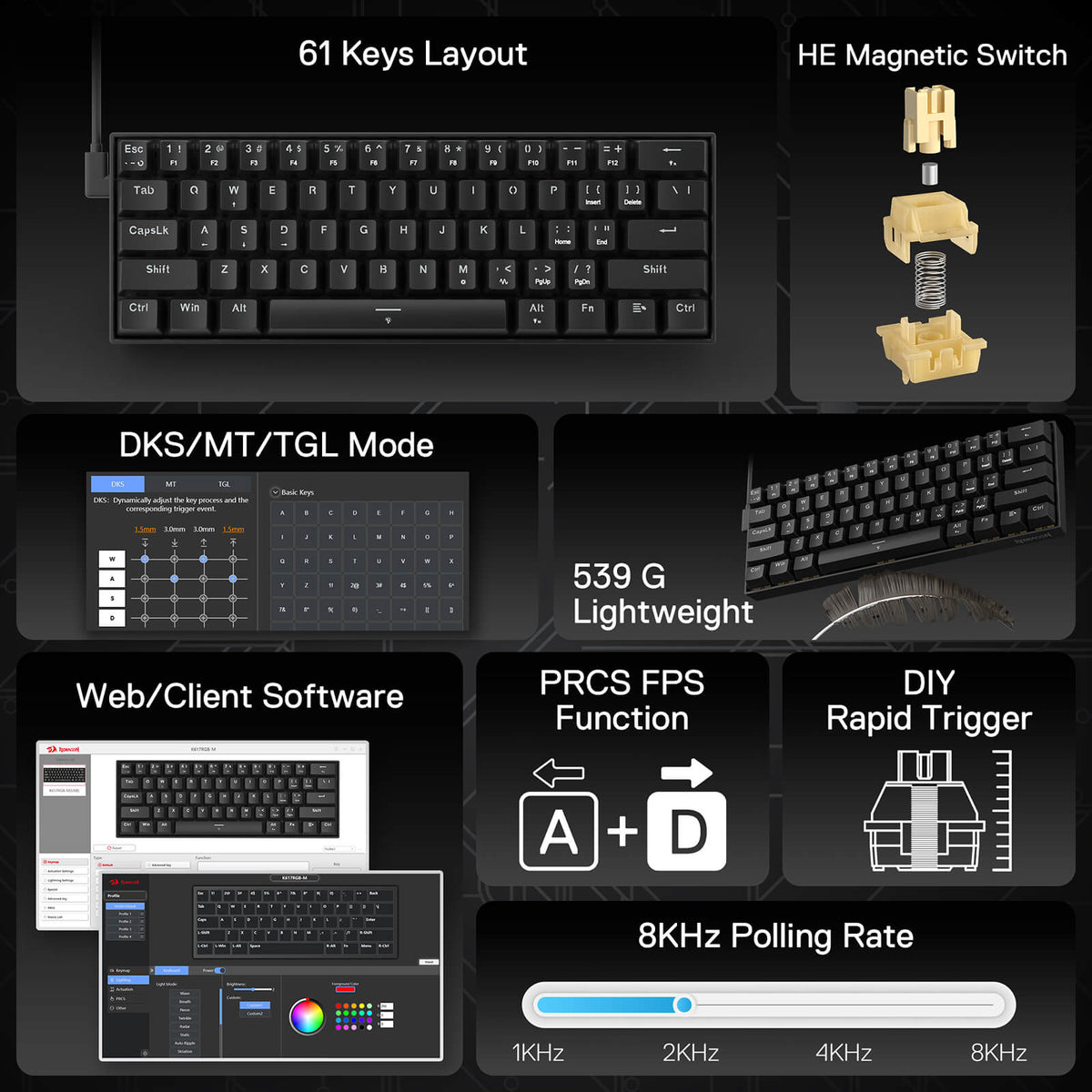 FIZZ K617 Black (Magnetic Hall Effect Keyboard), image 4 of 11 - enlarged view