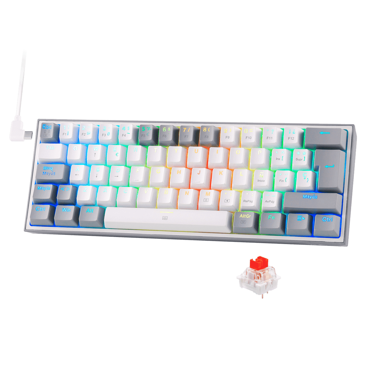 FIZZ K617ES Teclado Mecánico Mini 60% – Blanco y Gris, image 1 of 8