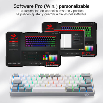 FIZZ K617ES Teclado Mecánico Mini 60% – Blanco y Gris - thumbnail 8