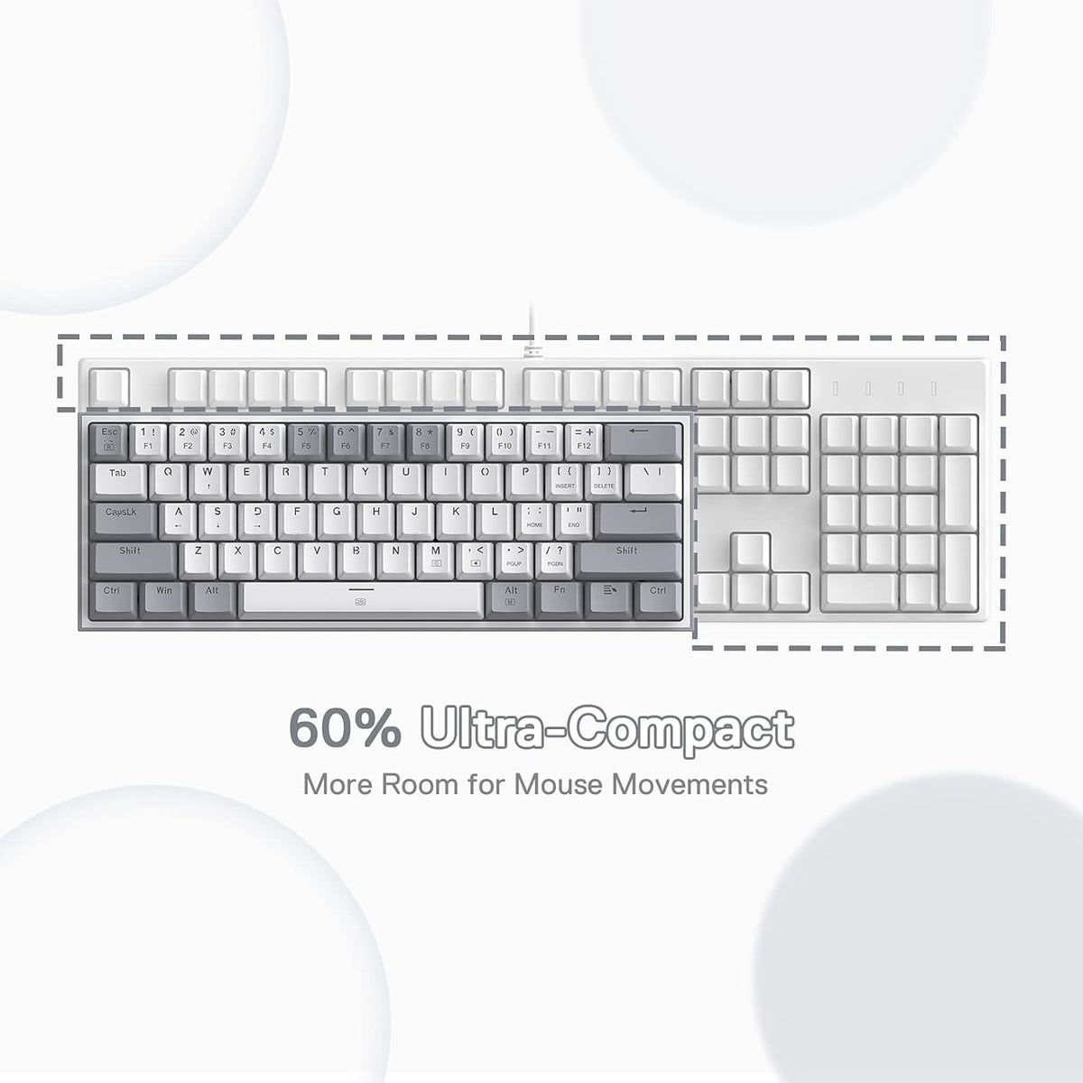 FIZZ K617 60 White & Grey Small Mechanical keyboard, image 6 of 9