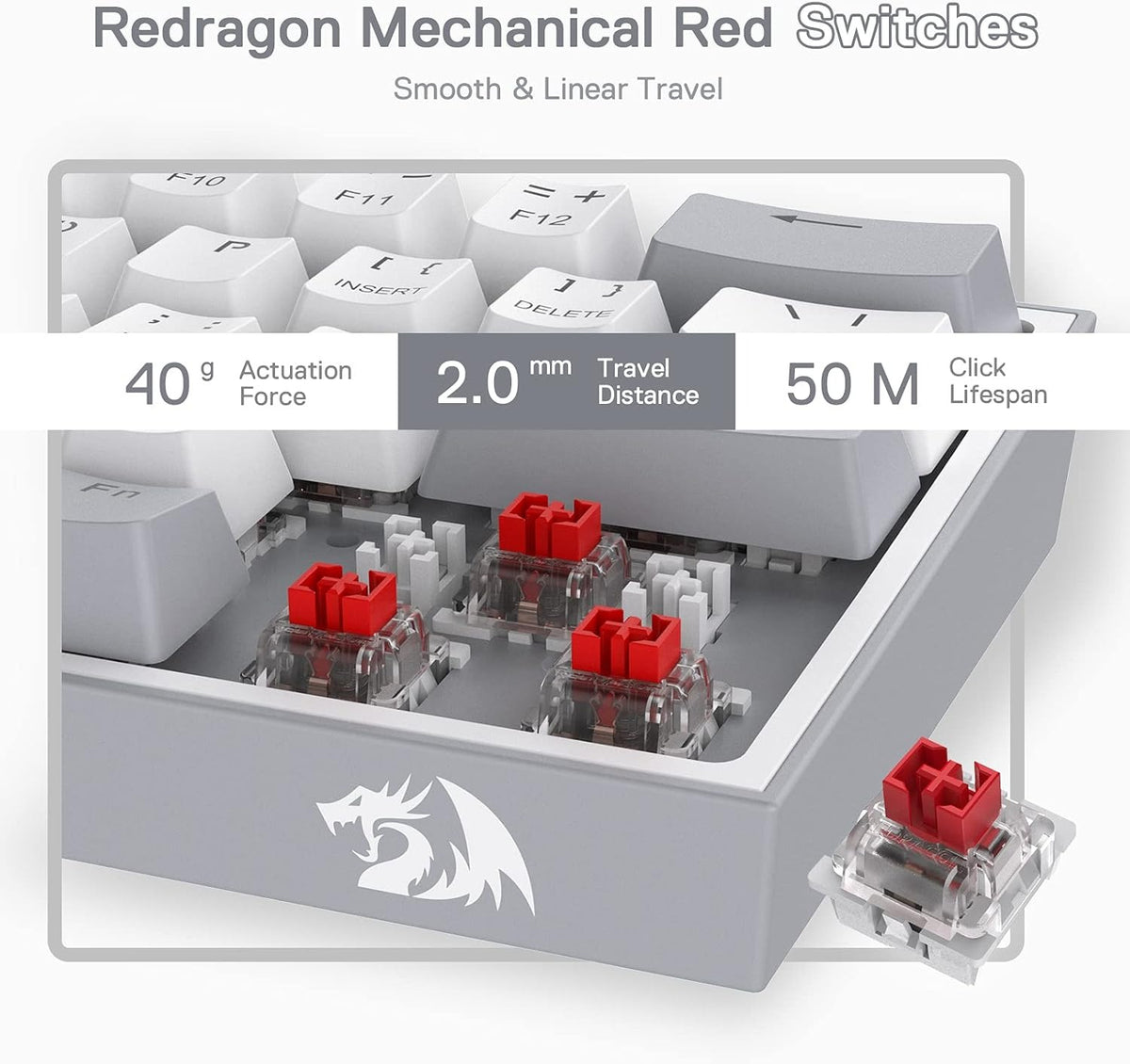 FIZZ K617 60 White & Grey Small Mechanical keyboard, image 7 of 9 - enlarged view