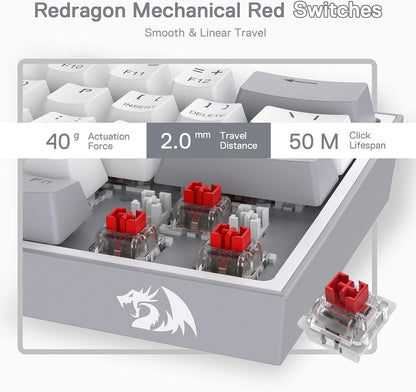 FIZZ K617 60 White & Grey Small Mechanical keyboard - thumbnail 7