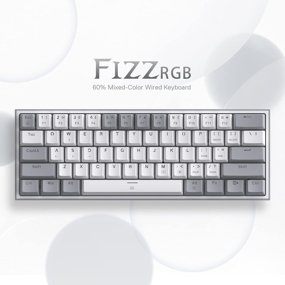 FIZZ K617 60 White & Grey Small Mechanical keyboard, image 8 of 9 - enlarged view