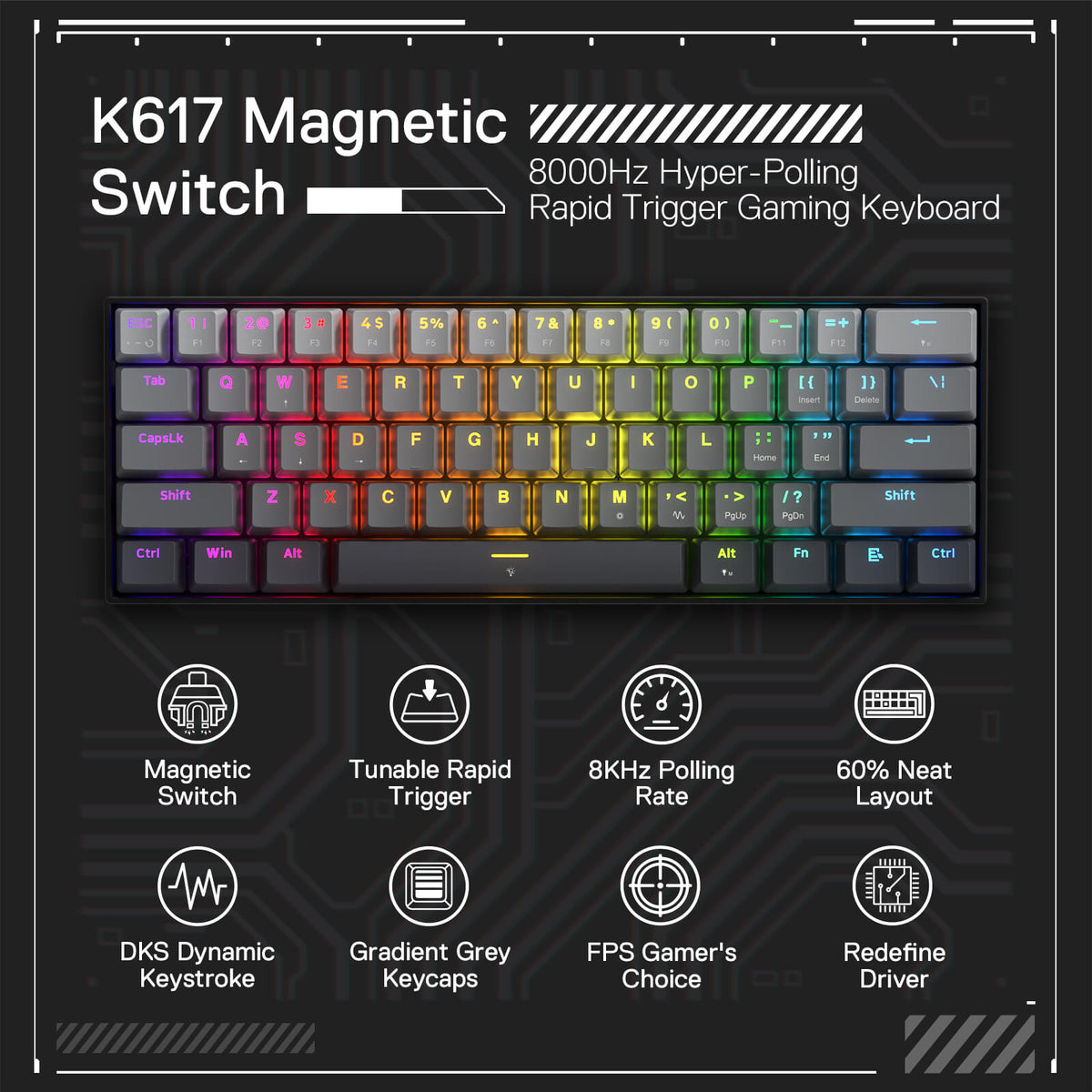 FIZZ K617 (Magnetic Hall Effect Keyboard), image 3 of 8 - enlarged view